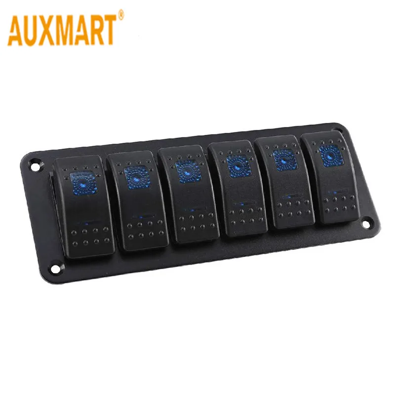 Цена Auxmart 6 Автомобильная панель Настенные переключатели управление панель с Светодиодный индикатор 12 В 24 водостойкие 20A 10A автомобильной салонн...