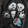 Rose Flowers Japanese Samurai Ninja Skull pins Coffee Flower Pizza Skeleton Lapel pins Punk Dark Jewelry Brooches for men women ► Photo 1/6