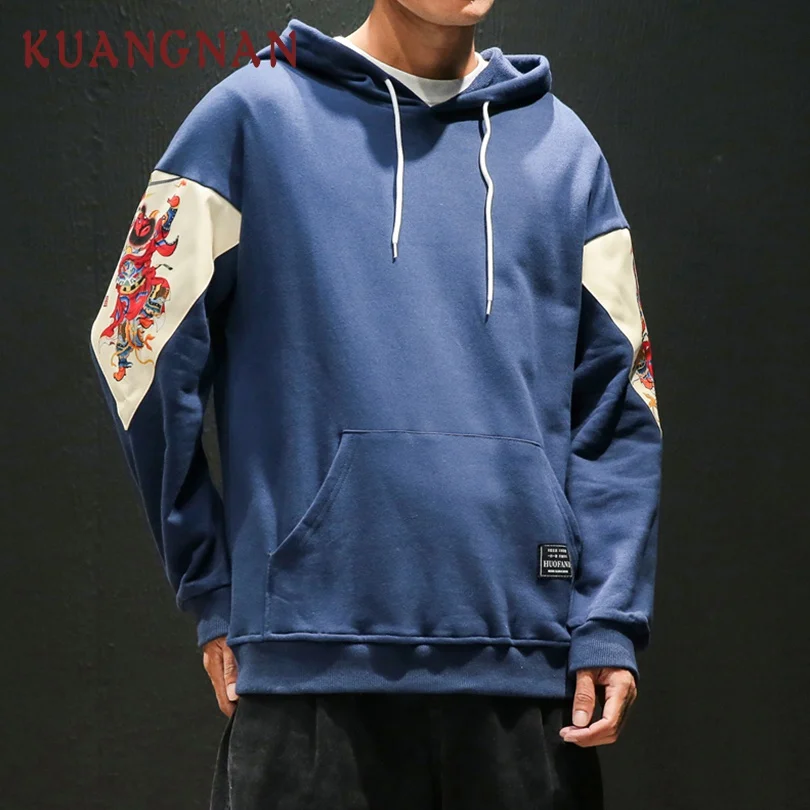 KUANGNAN Chinese Style Mens Hoodies  Harajuku Streetwear 