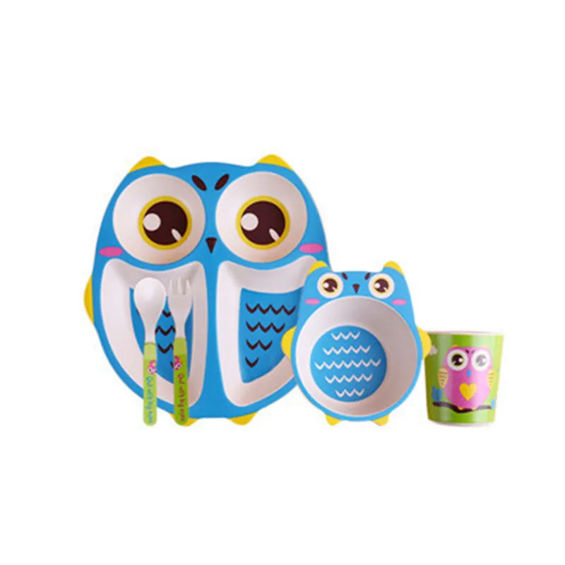 New 5Pcs/Set Baby Dish Tableware Set Eco Bamboo Fiber Bowl Cup Spoon Plate Fork Set Feeding Dishes Kid Utensils Gift New 5Pcs/Set Baby Dish Tableware Set Eco Bamboo Fiber Bowl Cup Spoon Plate Fork Set Feeding Dishes Kid Utensils Gift