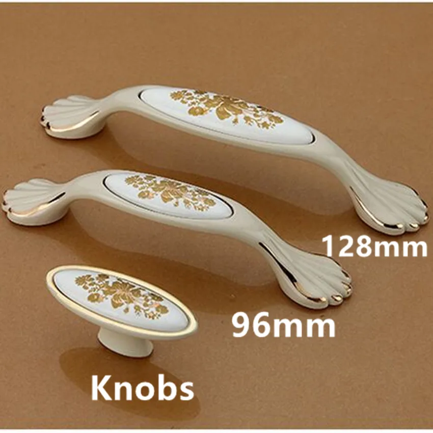 96mm 128mm fashion deluxe furniture handles ivory white kitchen