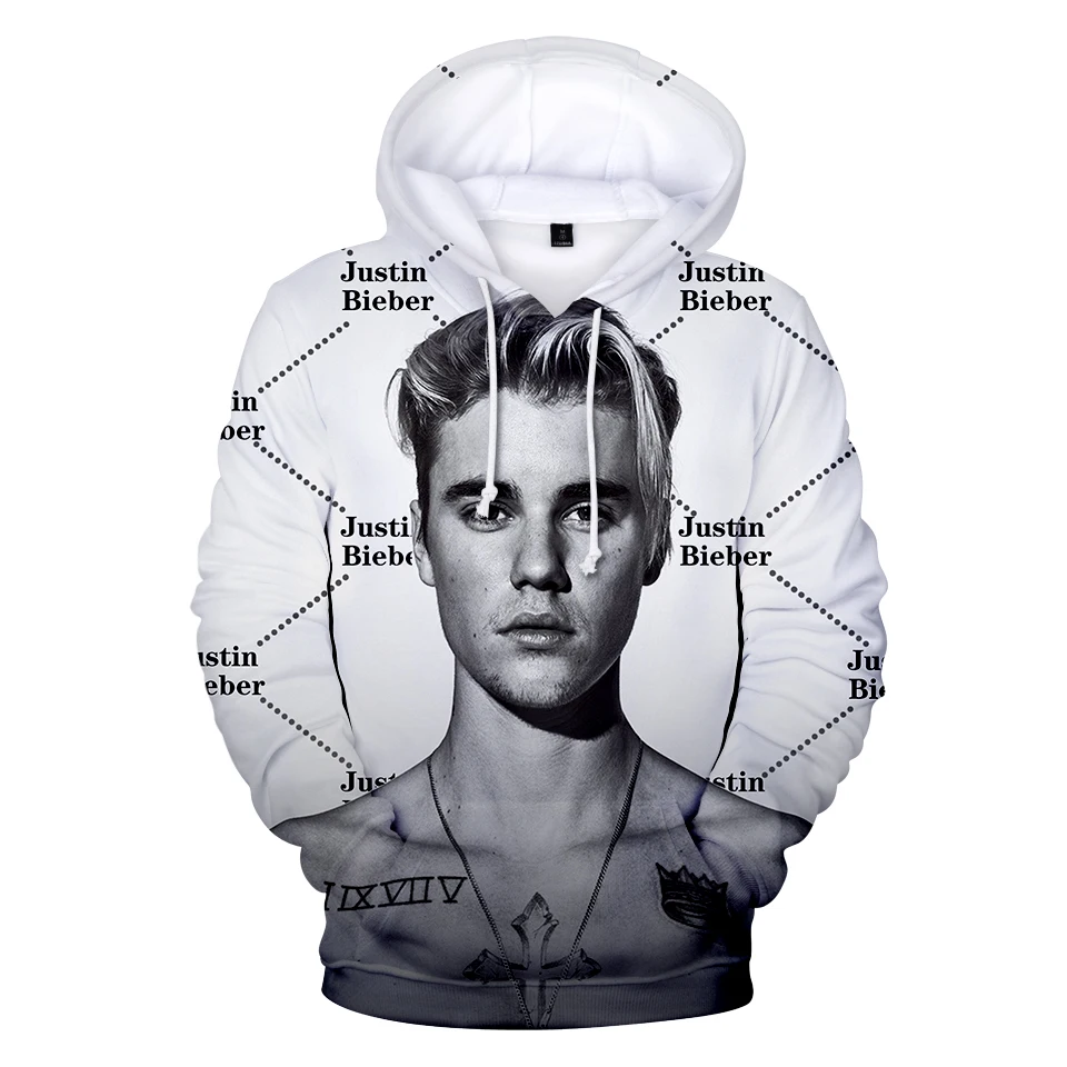 New 3D Print Justin Bieber 3D Hoodies Men/Women Sweatshirts Music Idols Hooded Boys/Girls Cotton Polluvers Fashion Casual Tops