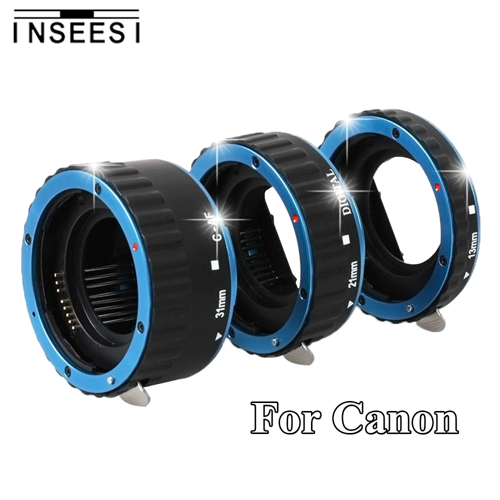Blue Metal Mount Auto Focus AF Macro Extension Tube Ring for Canon EOS 1100D 700D 650D 600D 550D 500D 450D 350D 300D EF-S Lens |
