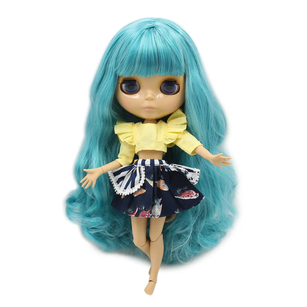 Ледяная DBS шарнирная кукла Blyth игрушка длинный зеленый Aquamarince смесь белых волос