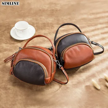 

100% Genuine Leather Women's Handbags Shoulder Bags Vintage Brand Designer Female Small Mini Messenger Crossbody Bags For Ladies