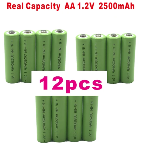 Lanzhd 2500mAh AA Аккумуляторная батарея 2A NiMH батарея 1,2 V перезаряжаемые батареи для дистанционного управления игрушечной камеры(4 шт-40 шт - Цвет: 12 PCS