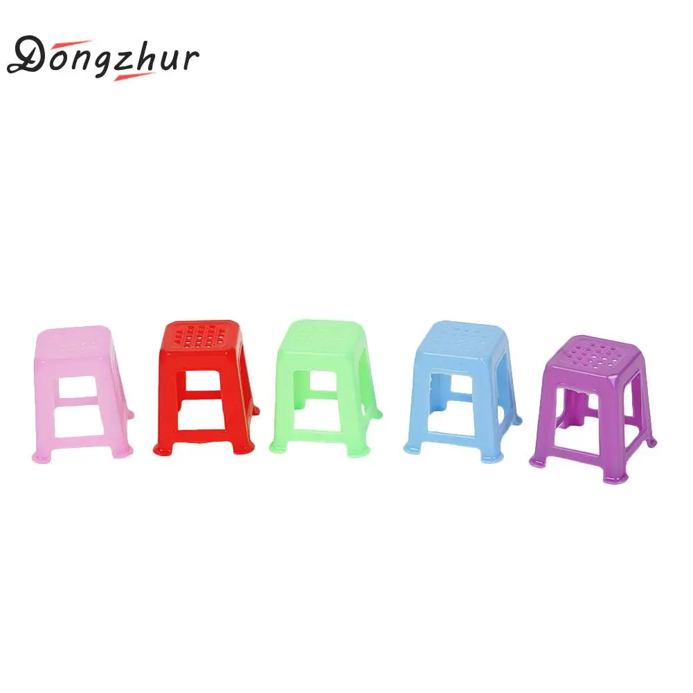 Dongzhur 2pcs/set Dolls House Miniatures 1:12 Mini Furniture Doll Accessories Plastic Stools 5 Colors Dollhouse Furniture Stools