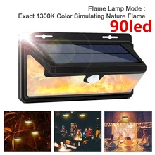 На солнечной энергии мерцающее пламя танцы 90 светодиодный пассивный инфракрасный датчик ночного освещения датчик движения свет Открытый водонепроницаемый домашний сад лампа