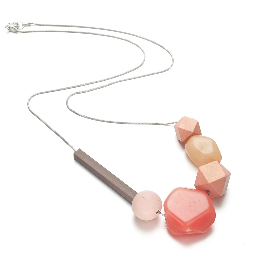 

Long Sweater Necklace for Women Geometric Wood Necklaces & Pendants Statement Collar Women's Fashion Jewelry for Gifts MX065