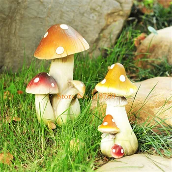 

19cm 20cm 25cm High Garden Decoration Outdoor Mushroom Statues Sculptures Yard Art Garden Figurines Lanscape Decor