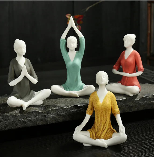 Yoga Kungfu Girl Tea Pet Ornaments Clay Purple Sand Handmade Ceramic Accessories Home Decoration Crafts Tools | Дом - Цена: 1 745,28 руб.