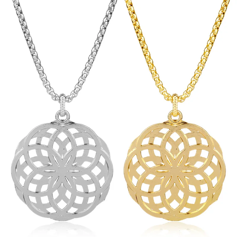 

Flower of Life Mandala Pendant Yoga Chakra Geometry Mens Stainless Steel Spiritual Necklace Women Amulet Religious Jewelry Gift