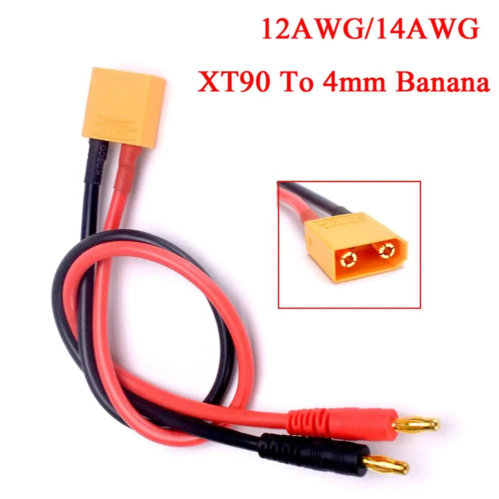

XT90 To 4mm Banana Plugs Battery Charge Cable Lipo Charger Lead 40cm 12AWG/14AWG For Imax B6 Charger Rc Parts