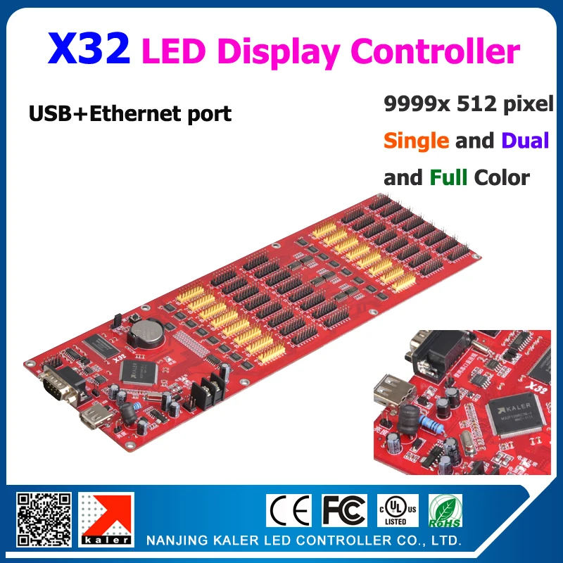 

kaler 5pcs a lot Nanjing kALER led controller card X32 support multi-language scrolling message led sign 9999x512 pixel