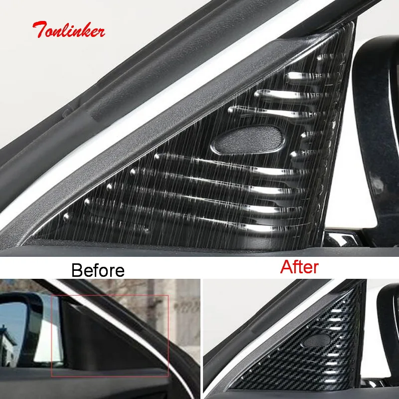 

Tonlinker Interior Car Door Tweeter Speaker Cover sticker for Nissan ALTIMA 2019 Car Styling 2 PCS Stainless steel Cover sticker