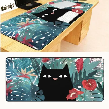 

Mairuige Banana Leaf and Cat Customized Rectangle Rubber Anti-Slip Gaming Notebook Durable Large Mouse Pad Lock Edge 900*400*2mm