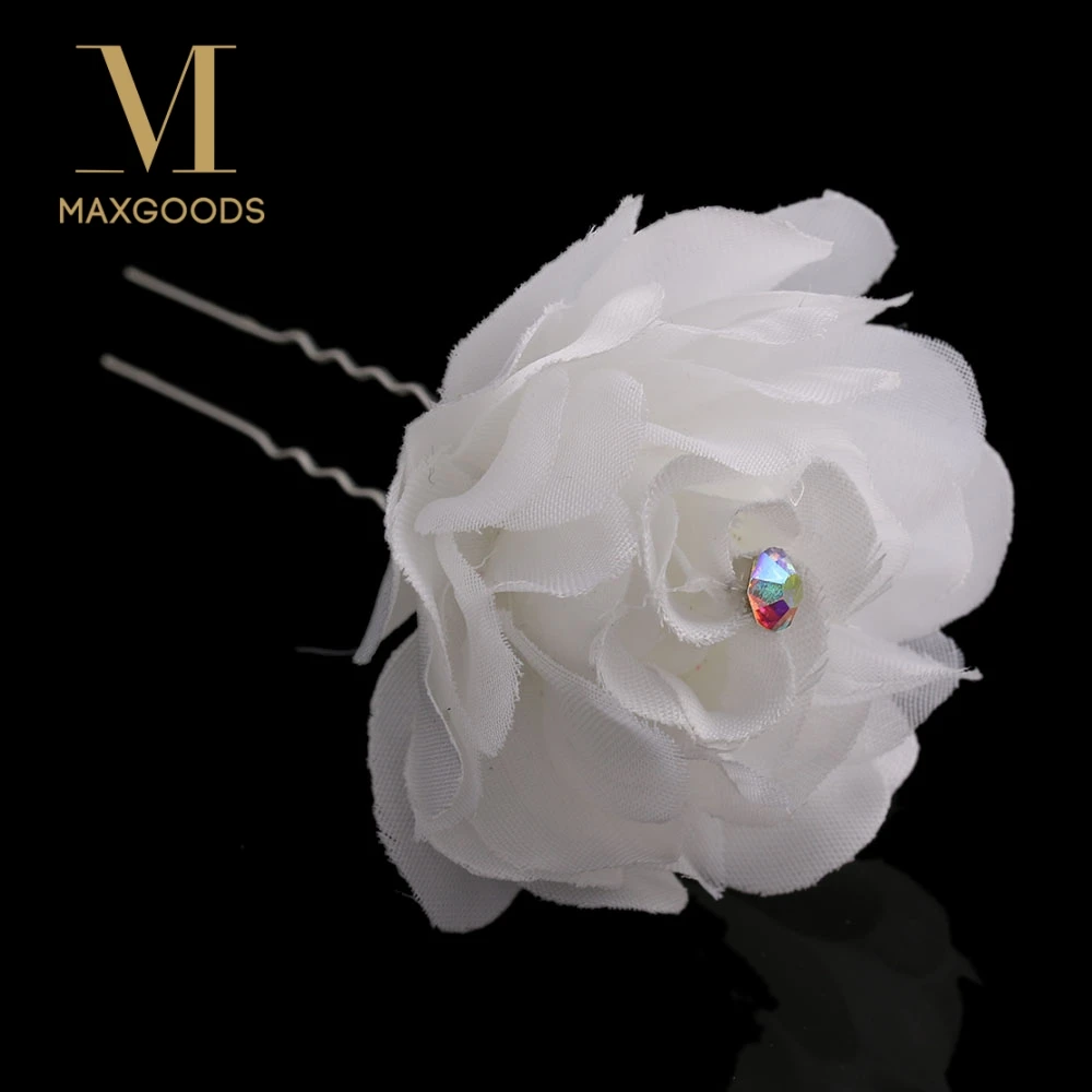 

2017 New Chic Chiffon Tulle Rose Flower Hair Clip Hairpins for Bridal Wedding Party 7 Styles