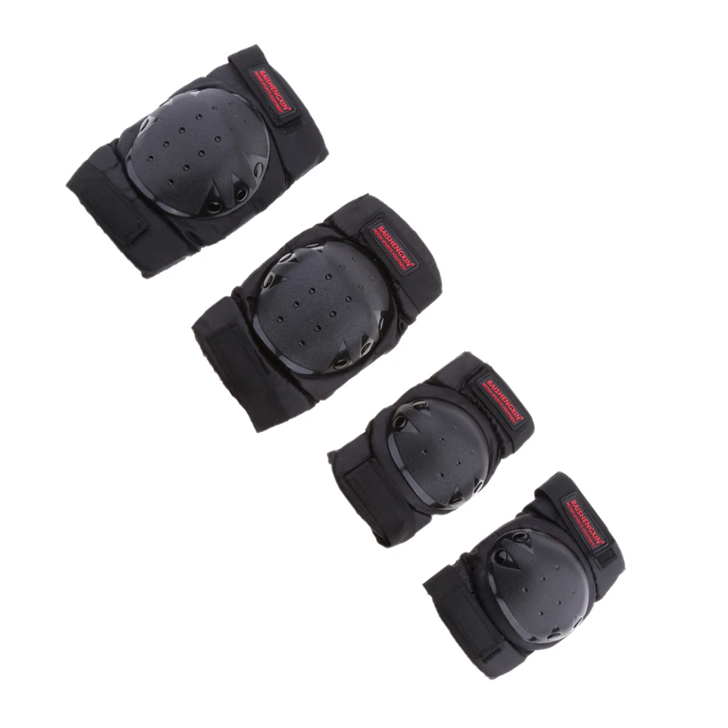 

4 Pcs Motorcycle Motocross Cycling Elbow and Knee Pads Protector Guard Armors Set For Skateboarding Dirt Bike Scooter Black