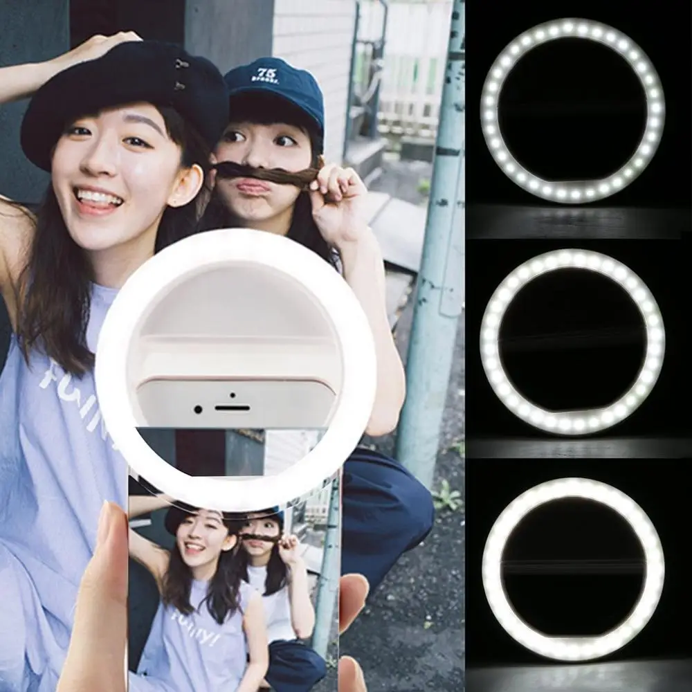

Mobile Phone Clip Selfie LED Auto Flash For Cell Phone Smartphone Round Portable Selfie Flashlight Mini Camera Flashlight