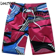 Loozykit, мужские пляжные шорты, Летние плавки, мужские плавки, быстросохнущие, дышащие, свободные, с принтом, эластичные, короткие размера плюс