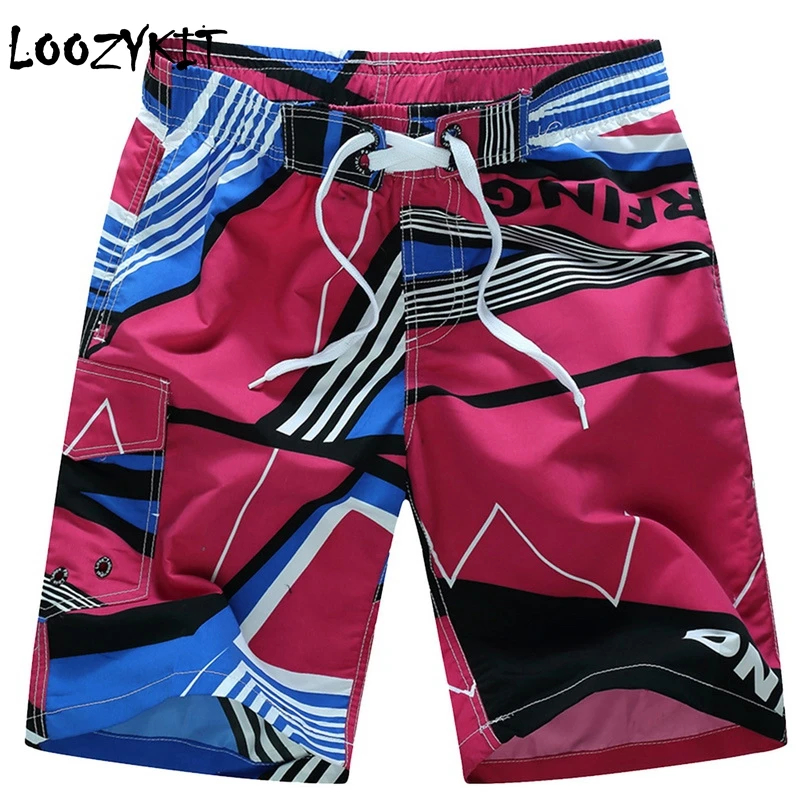 

Loozykit Men Beach Shorts Summer Swimming Trunks Male Swimwear Quick Dry Breathable Loose Print Elastic Short Plus Size