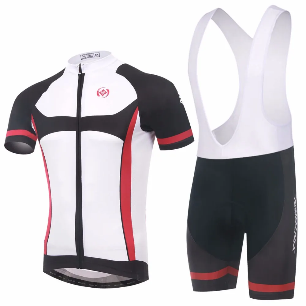 

XINTOWN Men Cycling Jersey Bib Shorts Set Summer Short Sleeve Cycling Clothes Sponge Pad Breathable Cycling Jersey Sets