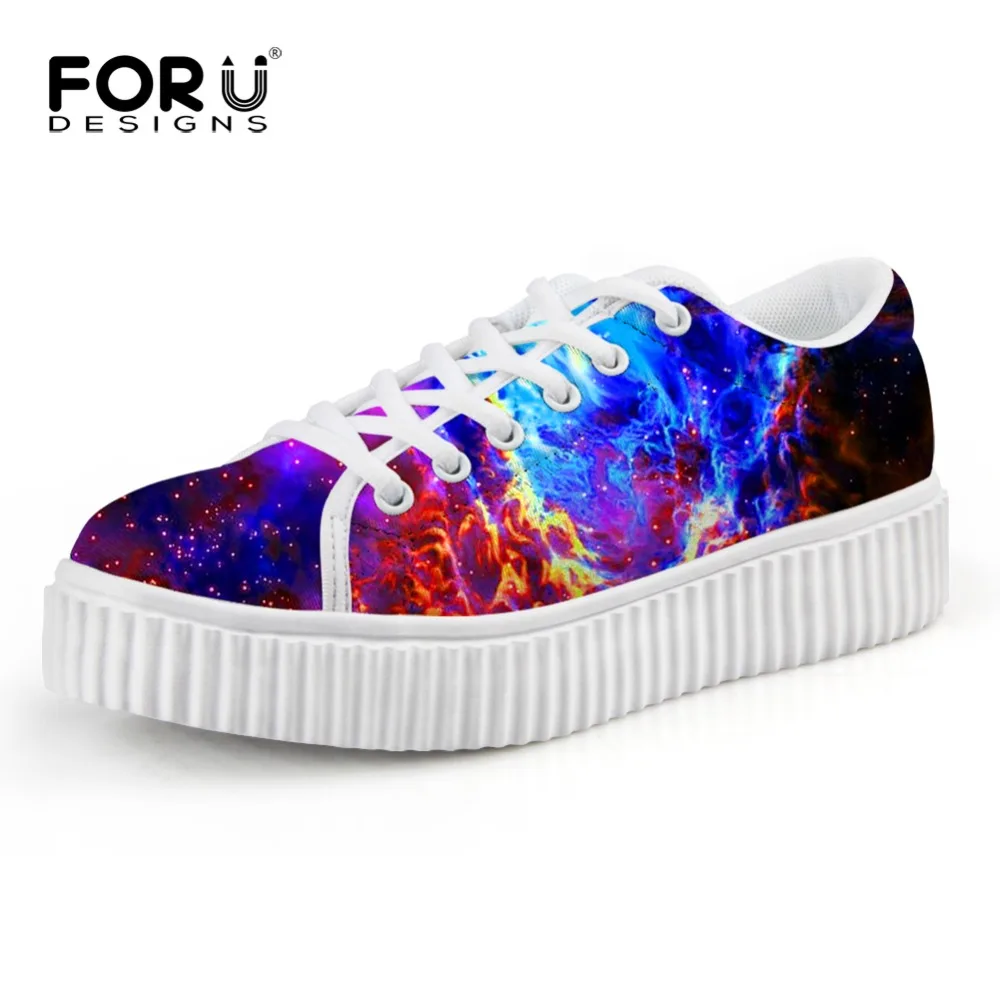 Breathable Women Creepers Platform Shoes Cool Teenager Girls Galaxy