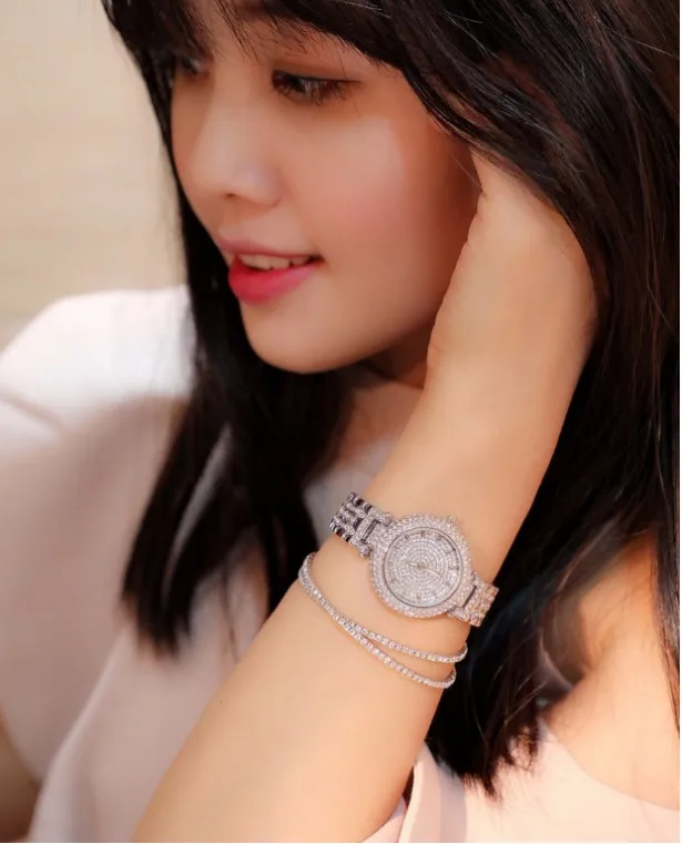 Элегантные Для женщин, что стрелки маленького циферблата часы Высокое качество женский украшенный стразами часы Lady Diamond платье Кварцевые наручные часы