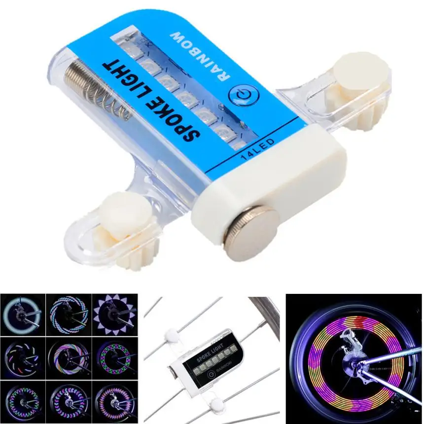 

Cycling Bike Bicycle Tire Valve 14 Led Flash Spoke Wheel Light 30 Kinds AAA battery Night Safety Riding Waterproof lights PJ4