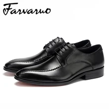 

Farvarwo Men's Wedding Shoes Luxury Men Business Oxfords Formal Dress Shoes Genuine Leather Flats Breathable Pointed Toe Oxfords