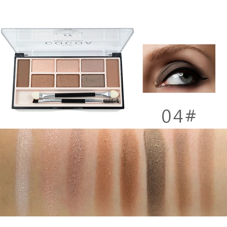 LOVE ALPHA 6 Color Eye Shadow + 2 Color Eyebrow Powder Glitter Matte Professional Makeup Palette With Makeup Brushes & Tools (11)