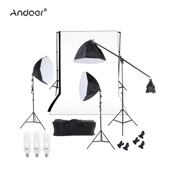 

Andoer Photography Studio Lighting Softbox Photo Light Backdrop Stand Kit with Cantilever Light Stand Bulbs Carrying Bag Set