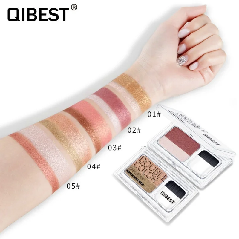 QIBEST 1 шт. двухцветные женские модные тени для век блестящая палитра макияжа| |