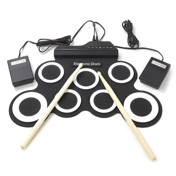 

Portable Hand Roll Silicone Electronic Drum Child Musical Learning Toy Double Pedal Drum Toy Musical Enlightenment Instrument