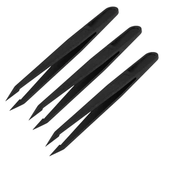 

3 Pcs Anti-Static Tweezers Electronic Rework Repair Tool Black