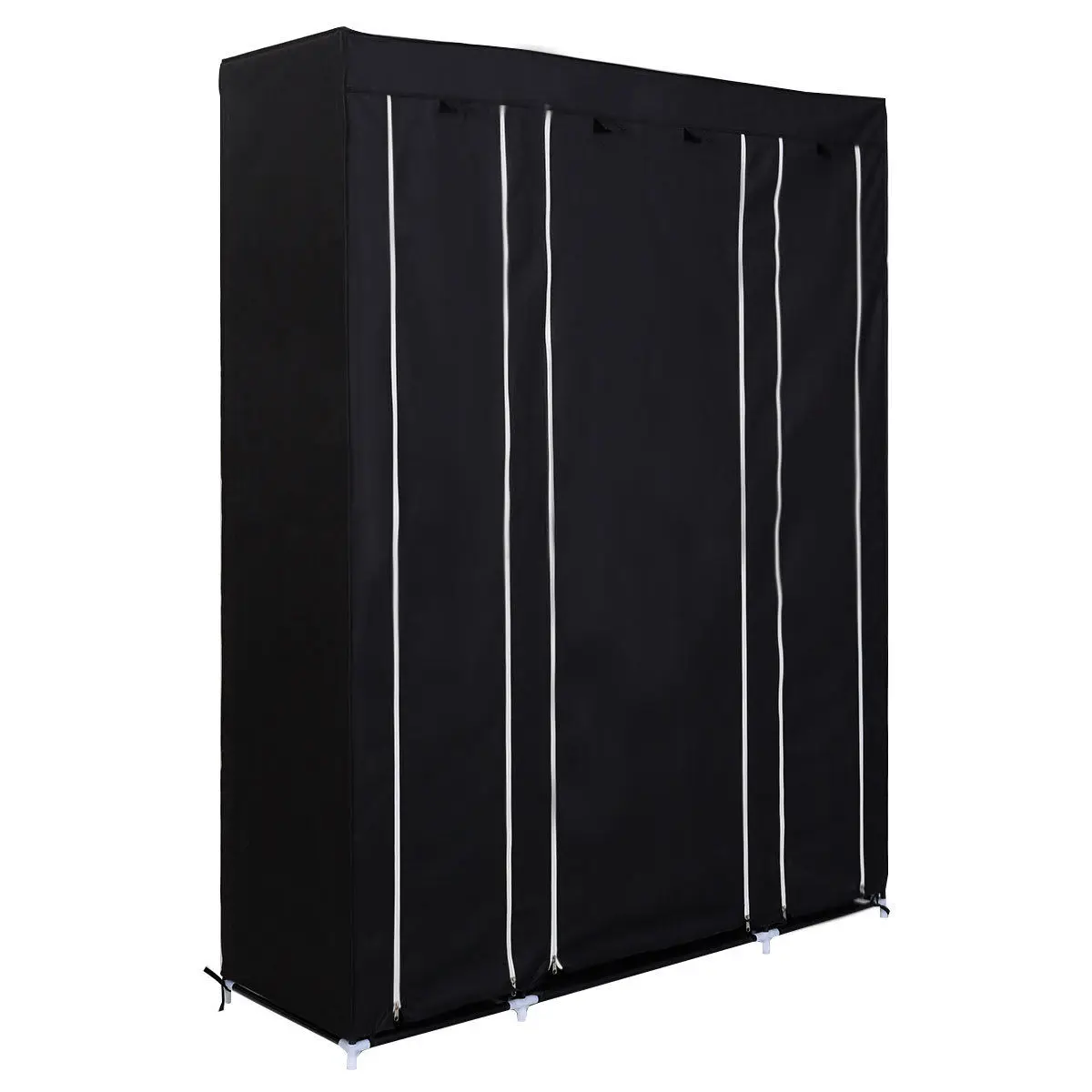 

SDFC DOUBLE TRIPLE MULTIPLE CANVAS WARDROBE RAIL W/HANGING HOME FURNITURE STORAGE Black