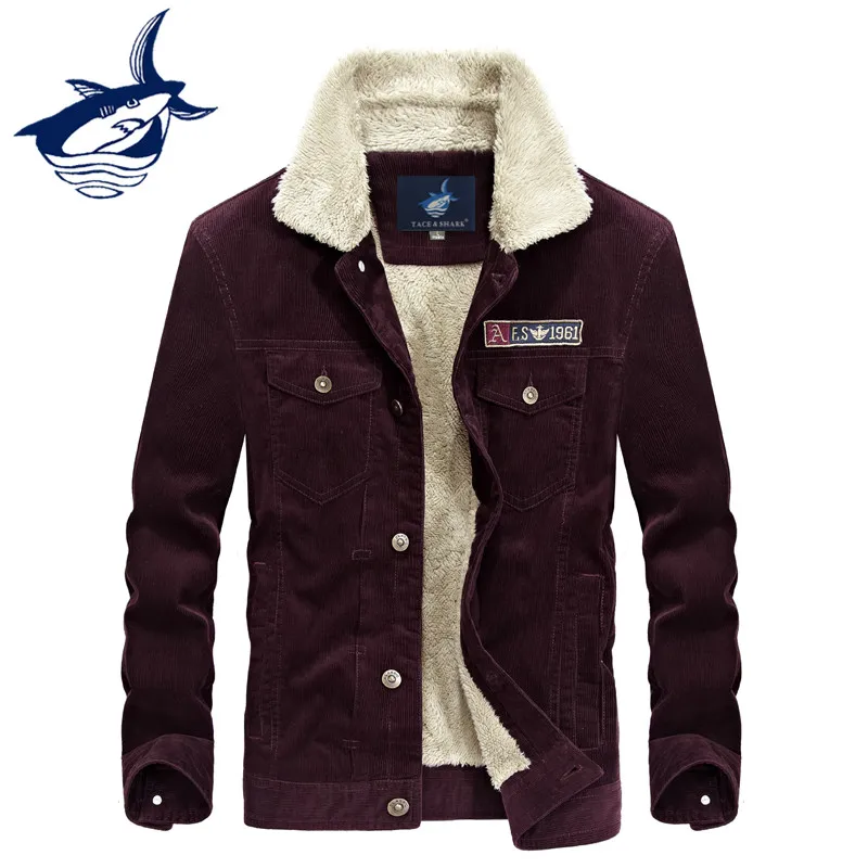 Kopen Nieuwe Mode Merk Tace amp; Shark Corduroy Parka Winterjas Mannen Casual Dikke Warme Fleece Katoen Gewatteerde Hoge Kwaliteit Bovenkleding