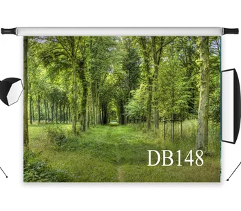 

Seamless Spring Green Forest Road Decor Washable No Crease Polyester Backdrop Background Photography Studio Props Photographic