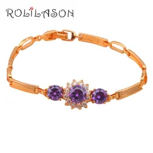 Shining Gold Tone Bracelets Zircon Design AAA Zircon & Purple Crystal Health Nickel & Lead free Fashion jewelry TB307