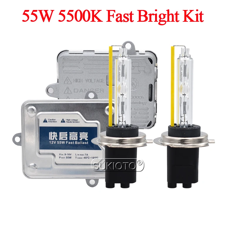 SUKIOTO AC 12V 55W Fast Bright Xenon HID Ballast Kit  5500K Xenon H1 H3 H7 H11 HB3 HB4 9012 D2H Car Headlight Bulb 55W HID Kit (7)