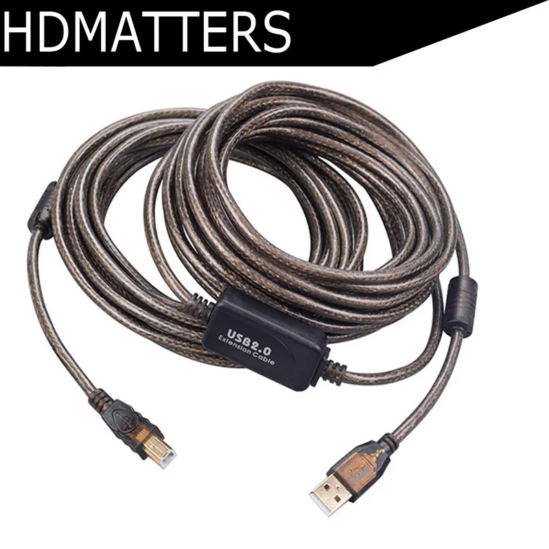 Active USB 2.0 printer cable 20M with amplifiers USB 2.0 A male to B