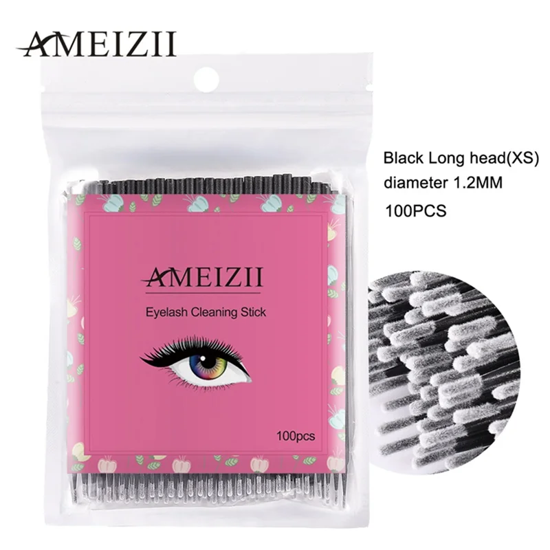 AMEIZII 100 шт./упак. одноразовые кисти для макияжа индивидуальные тампон микро ресницы снятия кисти для наращивания ресниц, инструменты для макияжа, кисти для макияжа