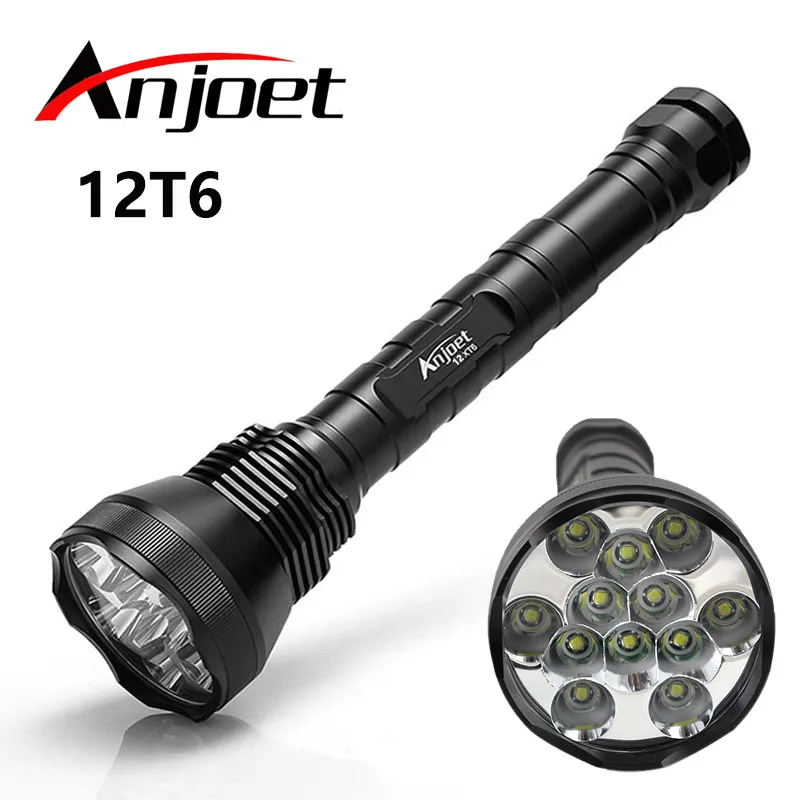 Anjoet 12T6 Tactical Flashlight 5 Mode 13000Lumen 12 * XM-L T6 LED Torch For Camping, Hiking Hunting Work Lamp 26650/18650 Anjoet 12T6 Tactical Flashlight 5 Mode 13000Lumen 12 * XM-L T6 LED Torch For Camping, Hiking Hunting Work Lamp 26650/18650