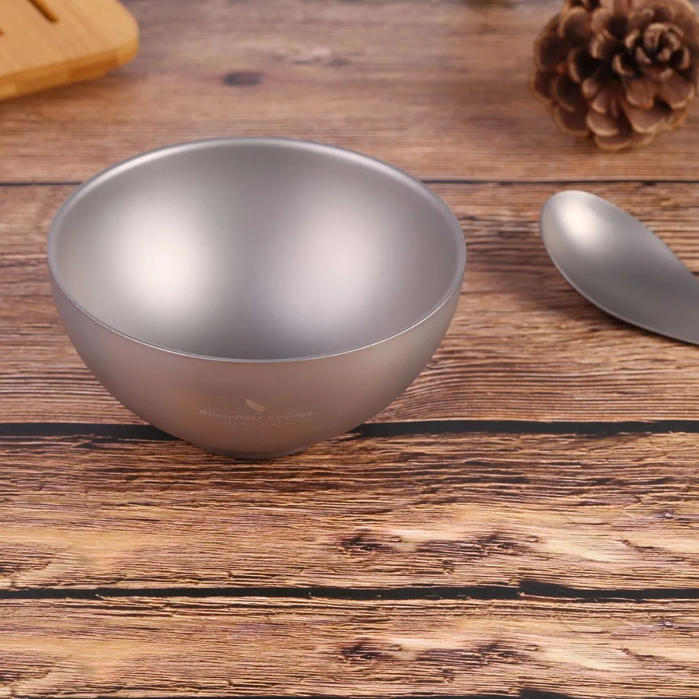 Tigela de Acampamento ao ar Utensílios de Mesa Piquenique para Arroz Boundless Viagem Titânio Dupla Parede Livre Portátil Sopa Comida Ti1537b 11 Esporte e Lazer
