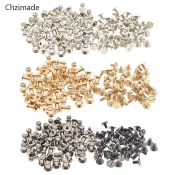 

Lychee Life 60Sets Rhinestone Round Head Alloy Screwback Rivets Knob Leather Bag Screw Nail Rivet Studs DIY Crafts Accessories