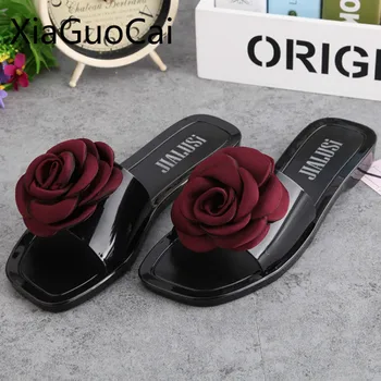 

Fashion Hot Sale Women Outdoors Slippers Flowers Wedges Slides Flat Peep Toe Female Beach Slippers Drop Shipping W14 35