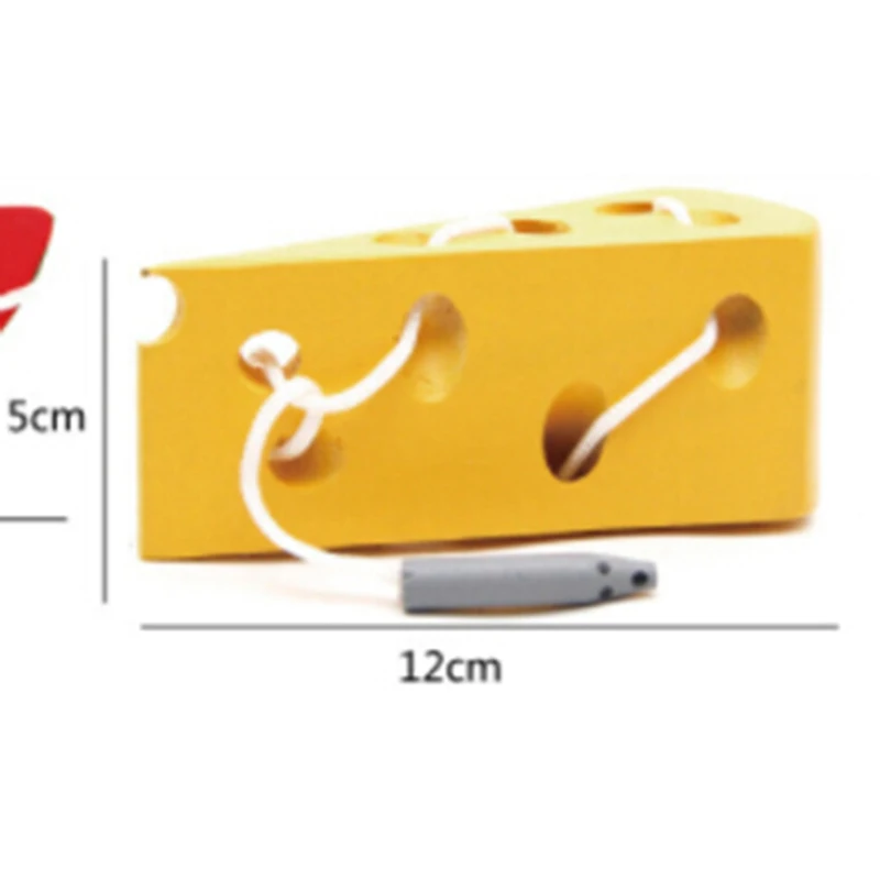 Montessori Teaching Aids Math Toy Wooden Education Baby Kindergarten Mouse Thread Cheese Plaything Early Learning Education Toys