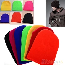 Hot Women Men New Winter Solid Color Plain Beanie Knit Cap Skull warm Hat Cuff Blank Beany 0JJP
