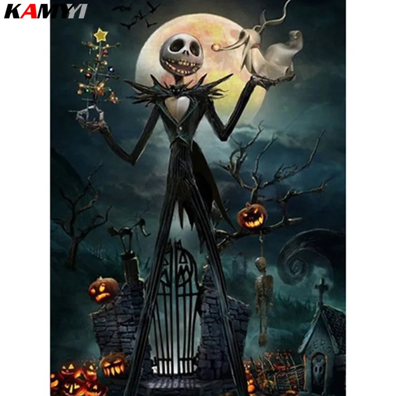 

Full Square Diamond Embroidered Cross Stitch Halloween Full Diamond Mosaic 3D Bones DIY Diamond Painting ZKY