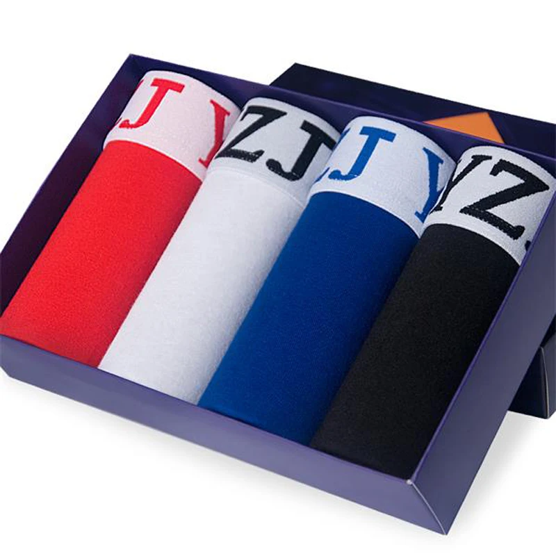 

DEWVKV 2019 4pcs/lot Male Panties Cotton Men's Underwear Boxers Breathable Man Boxer Solid Underpants Comfortable Brand Shorts